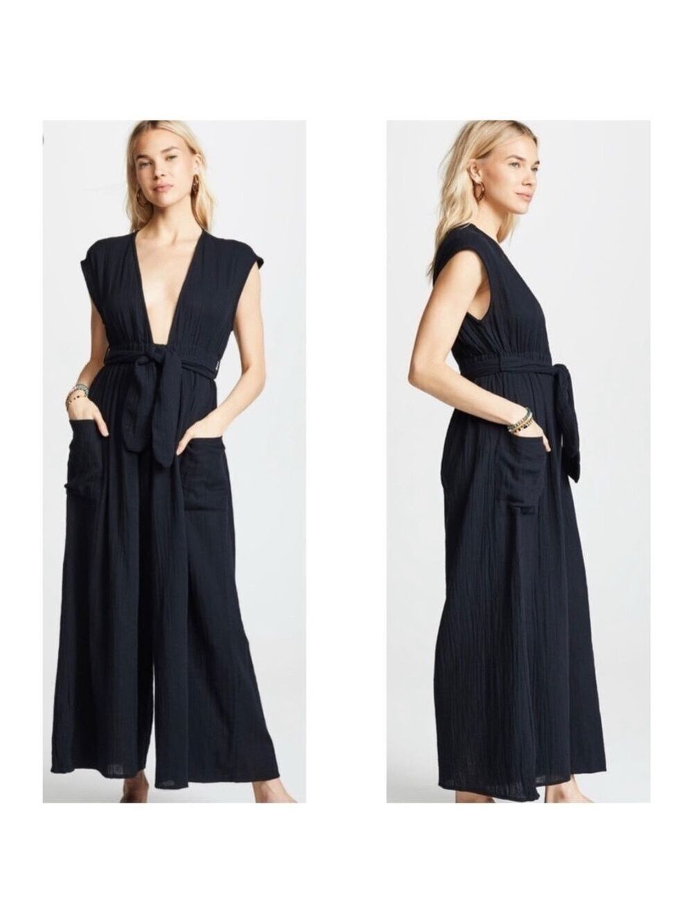 Mara Hoffman Whitney Gauze Jumpsuit in Black 100% Organic Cotton